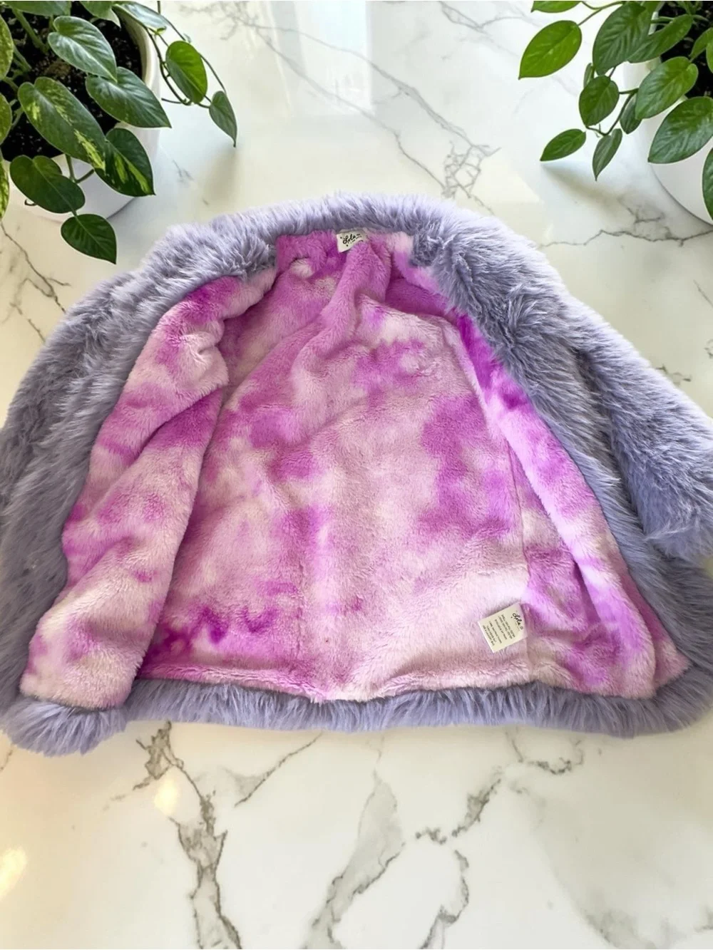 Lola + The Boys Lavender Faux-Fur Girls Coat
